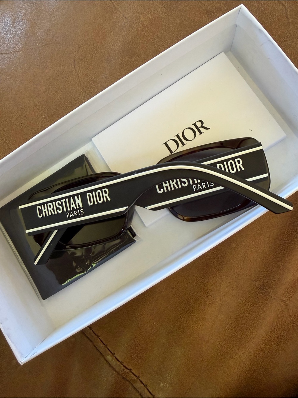 Dior Men’s Black and White Christian Dior Logo Sunglasses